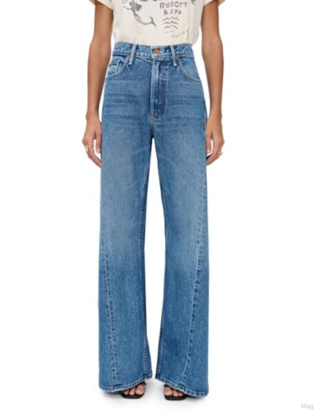 Mother Lemon Twist Wide Leg High Rise Jeans Mid-Weight Denim